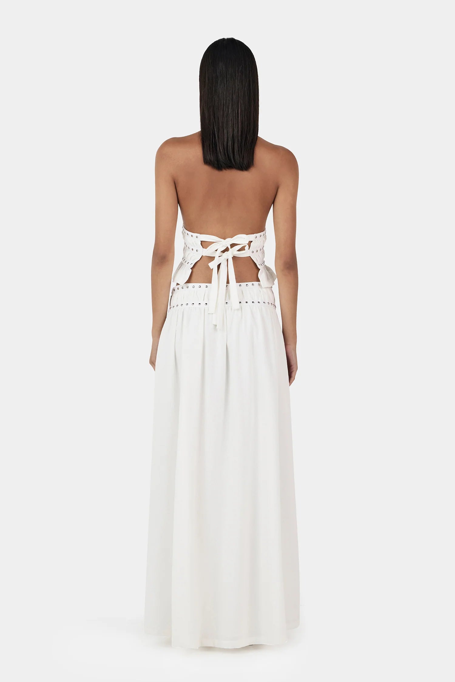 Ownley | Tabby Studded Midi Skirt - Ivory