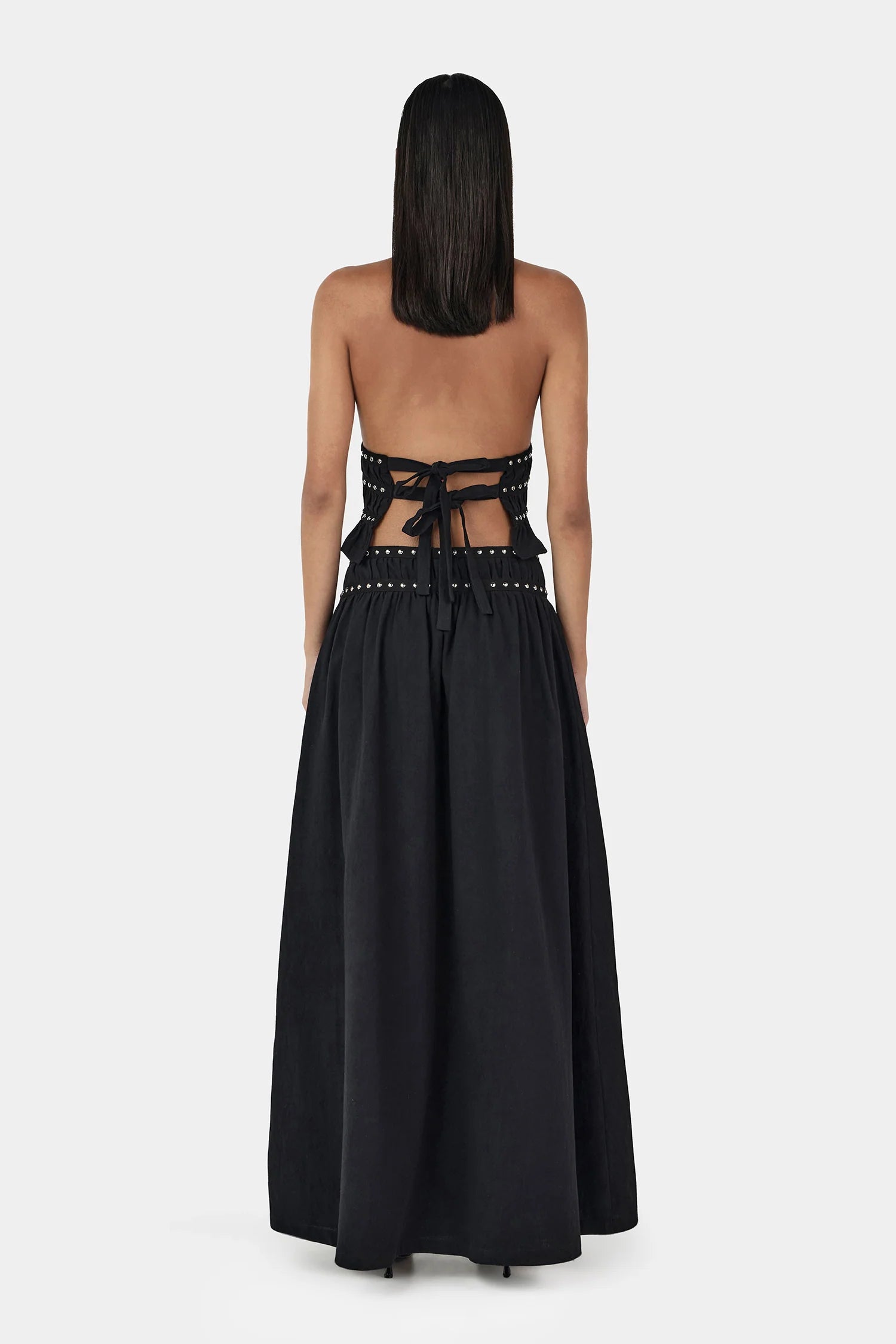 Ownley | Tabby Studded Midi Skirt - Black
