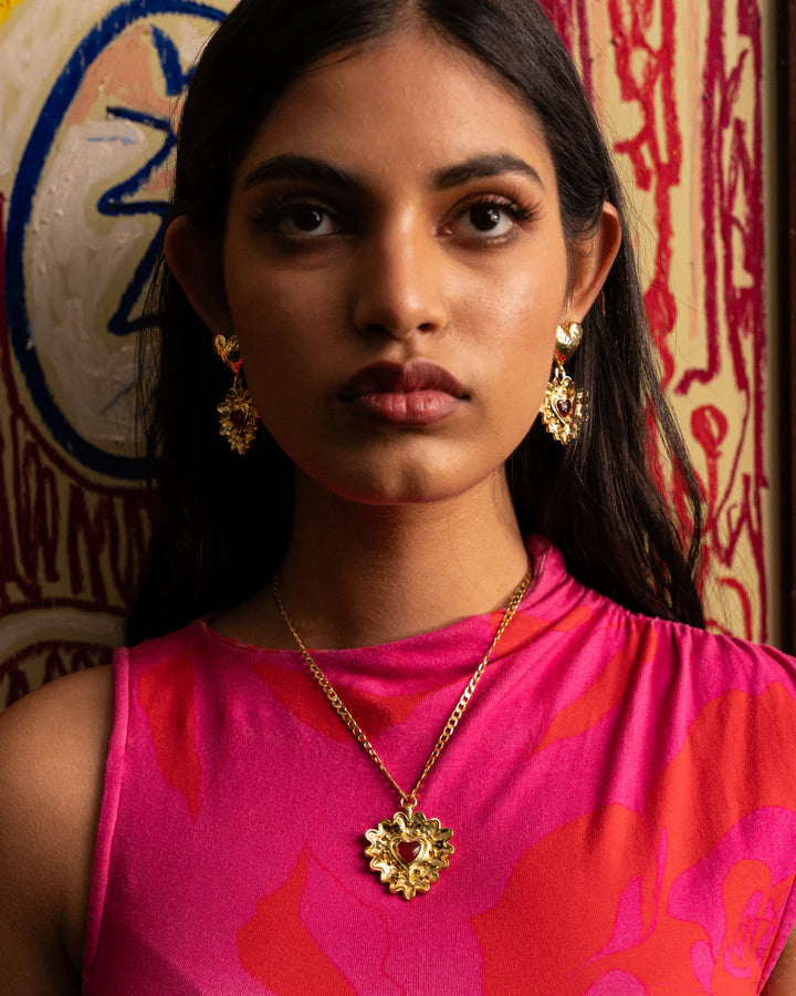Mountain & Moon | LUCIANA Necklace - Gold & Red