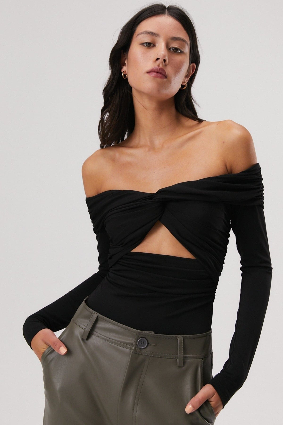 Misha Komora off shoulder bodysuit black
