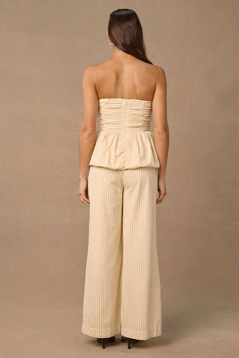 Mon Renn | Radiance Bubble Hem Top - Wheat Stripe