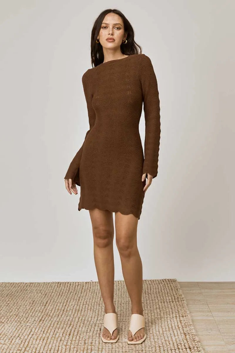 Mon Renn | Waves Mini Dress - Mocha