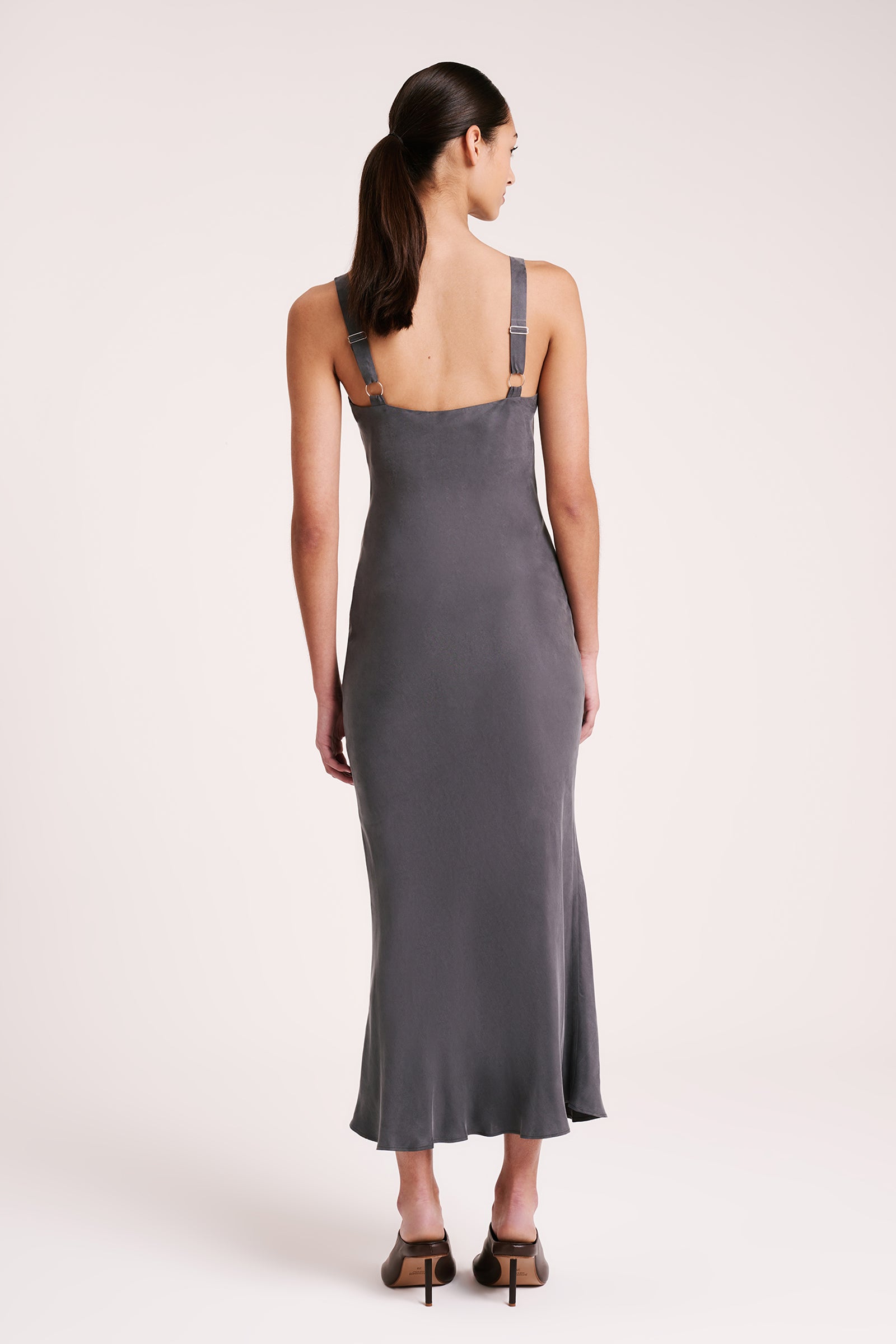 Nude Lucy | Roni Cupro Slip Dress - Slate