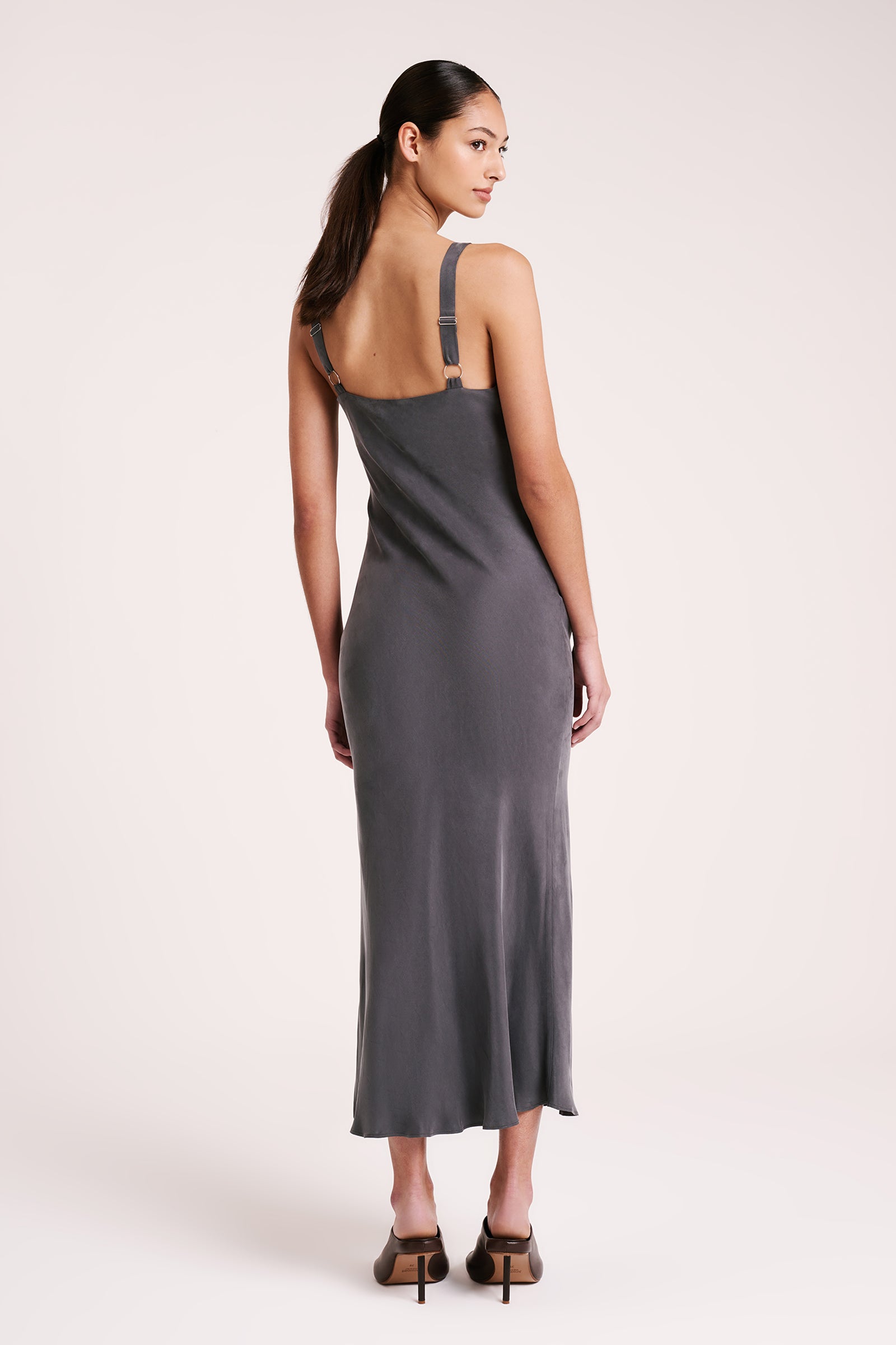 Nude Lucy | Roni Cupro Slip Dress - Slate