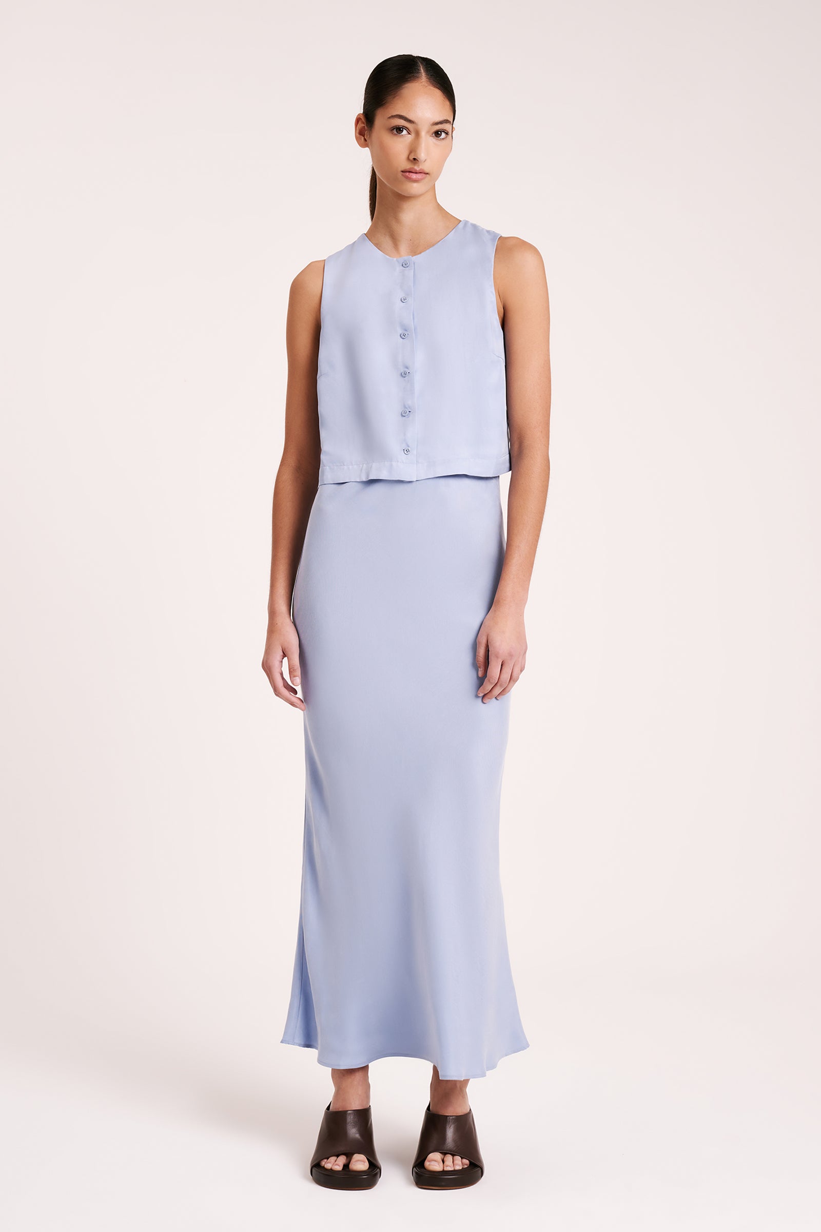 Nude Lucy | Ines Cupro Skirt - Mineral Blue