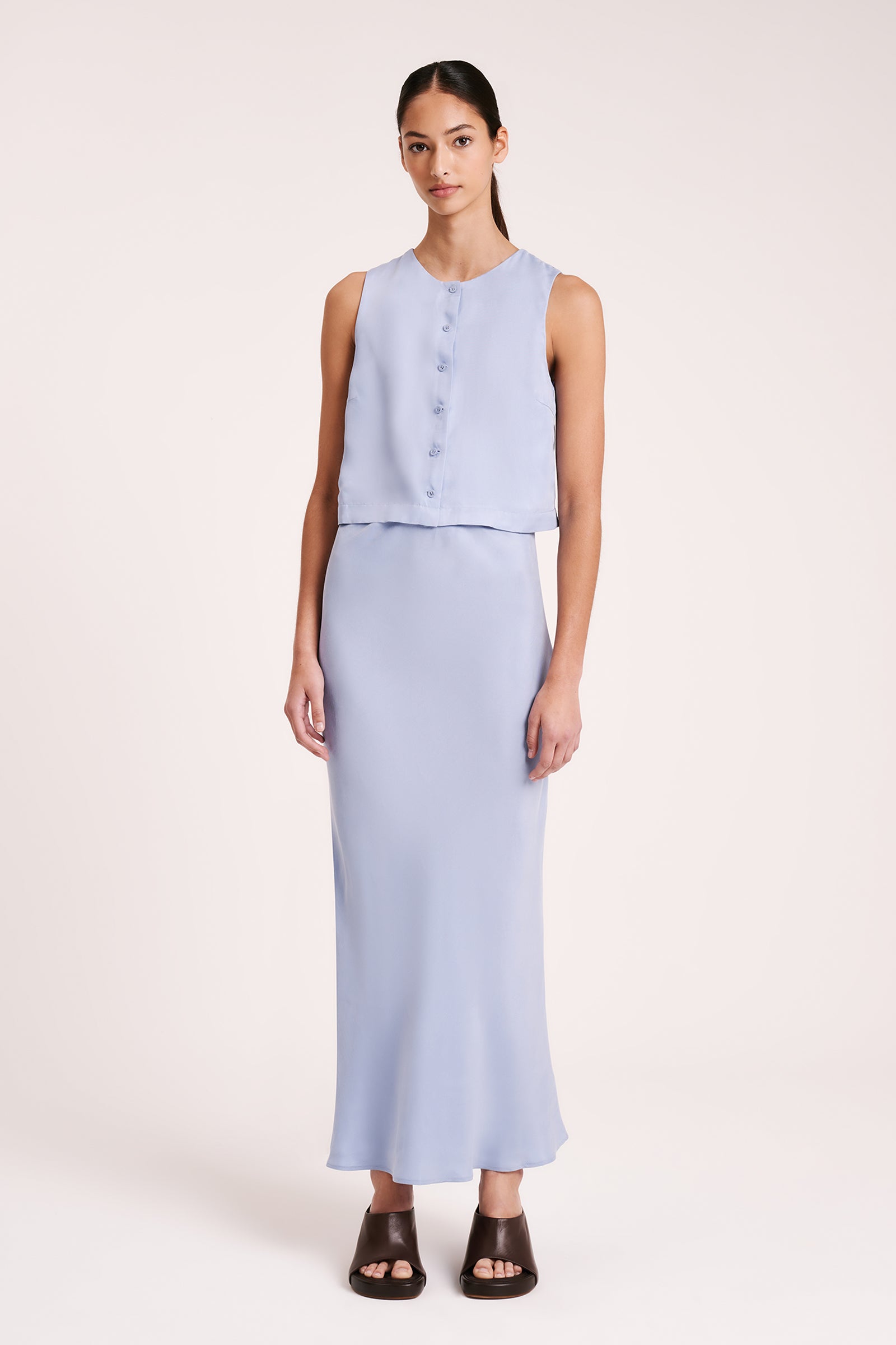 Nude Lucy | Ines Cupro Skirt - Mineral Blue