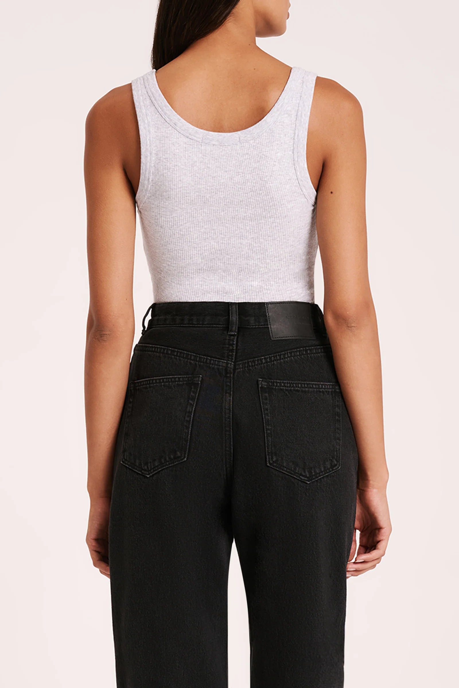 Organic Rib Singlet Grey Marle