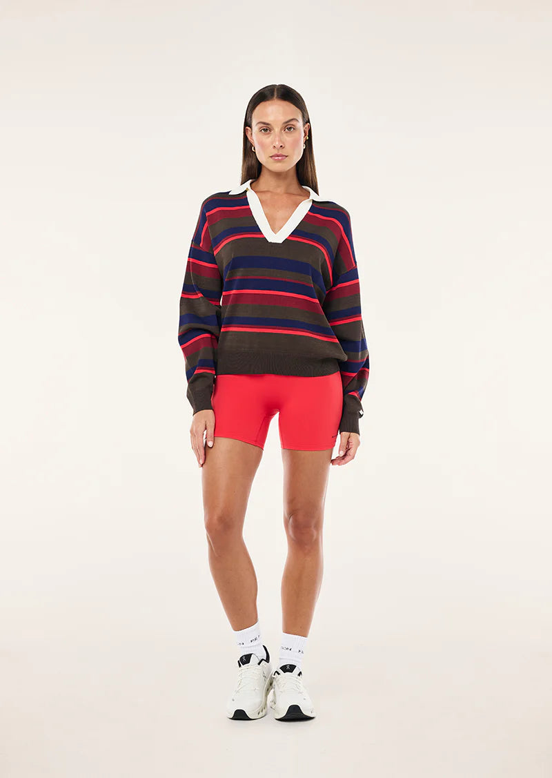 PE Nation | Retreat Stripe Collar Knit - Strawberry Stripe
