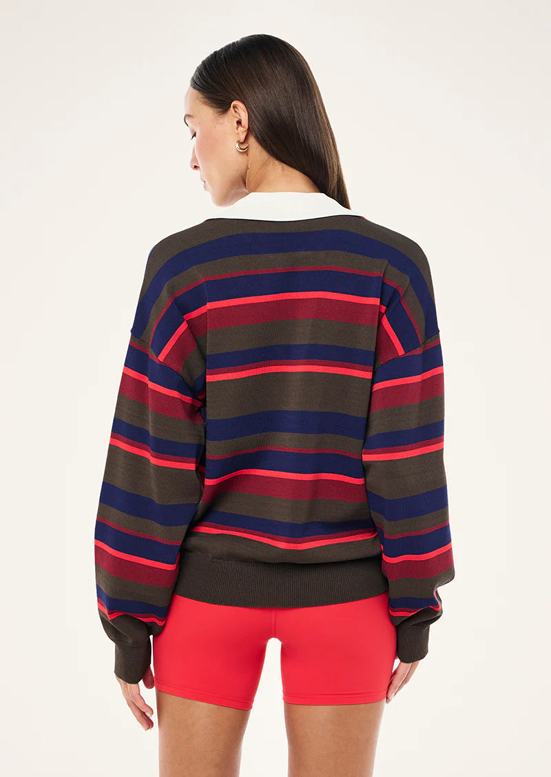 PE Nation | Retreat Stripe Collar Knit - Strawberry Stripe