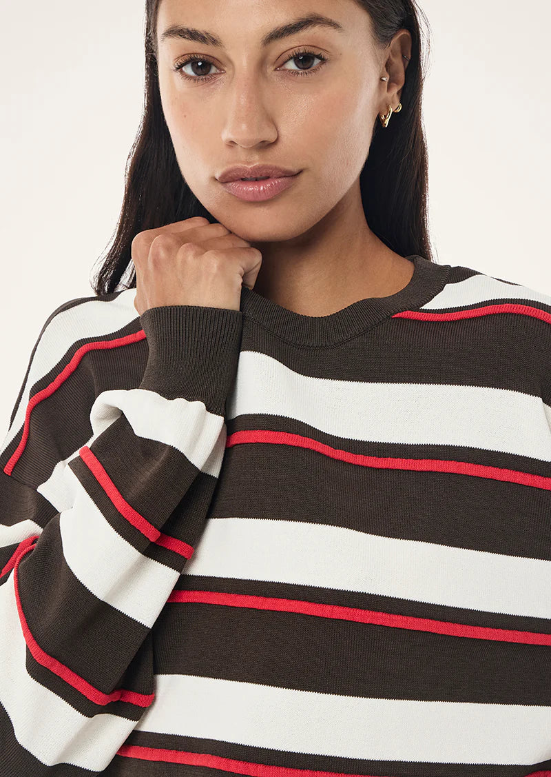 PE Nation | Retreat Stripe Sweater - Dark Olive Stripe