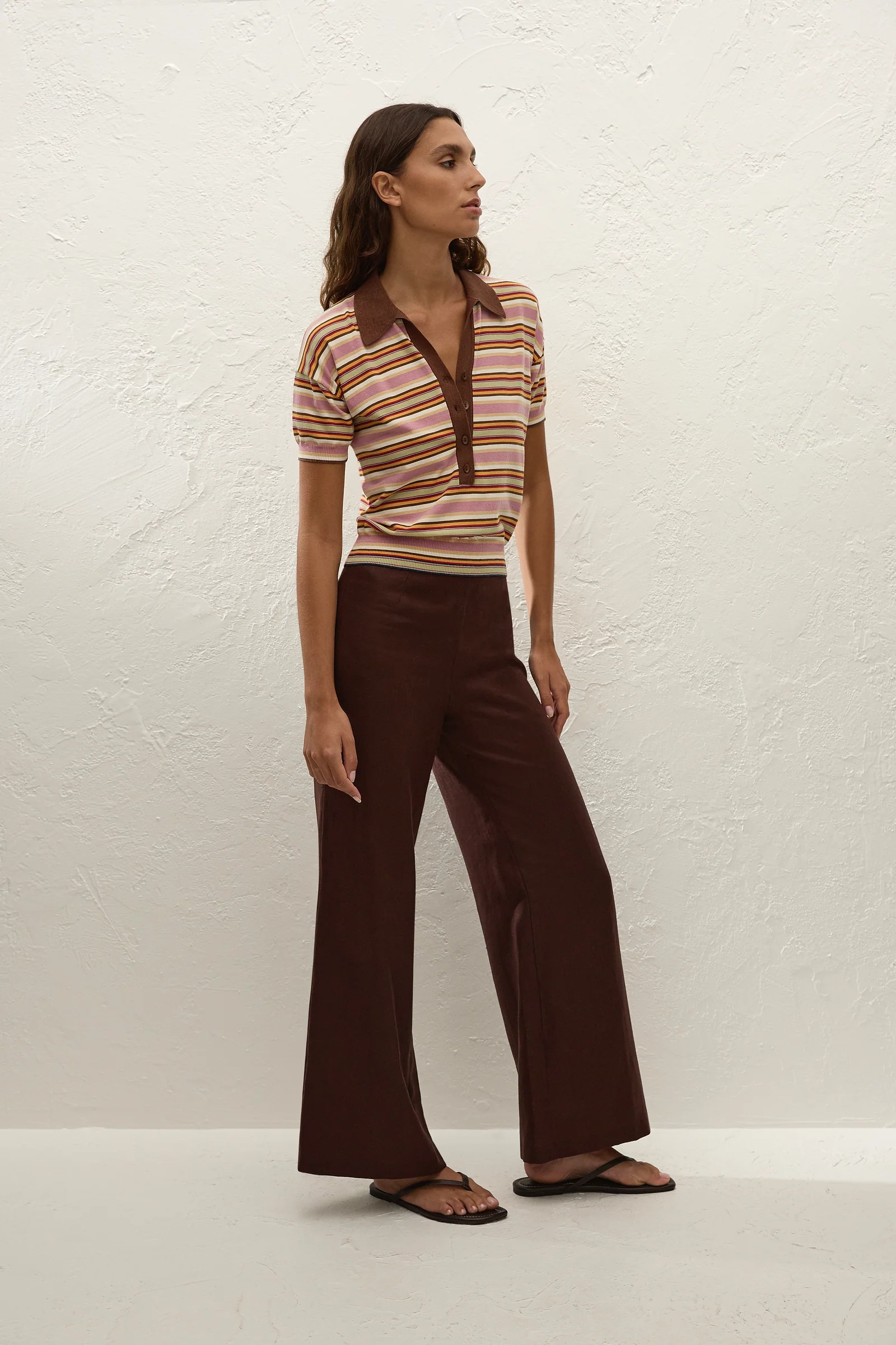 Faithfull The Brand | Sable Polo Shirt - Luis Stripe Dusty Mauve