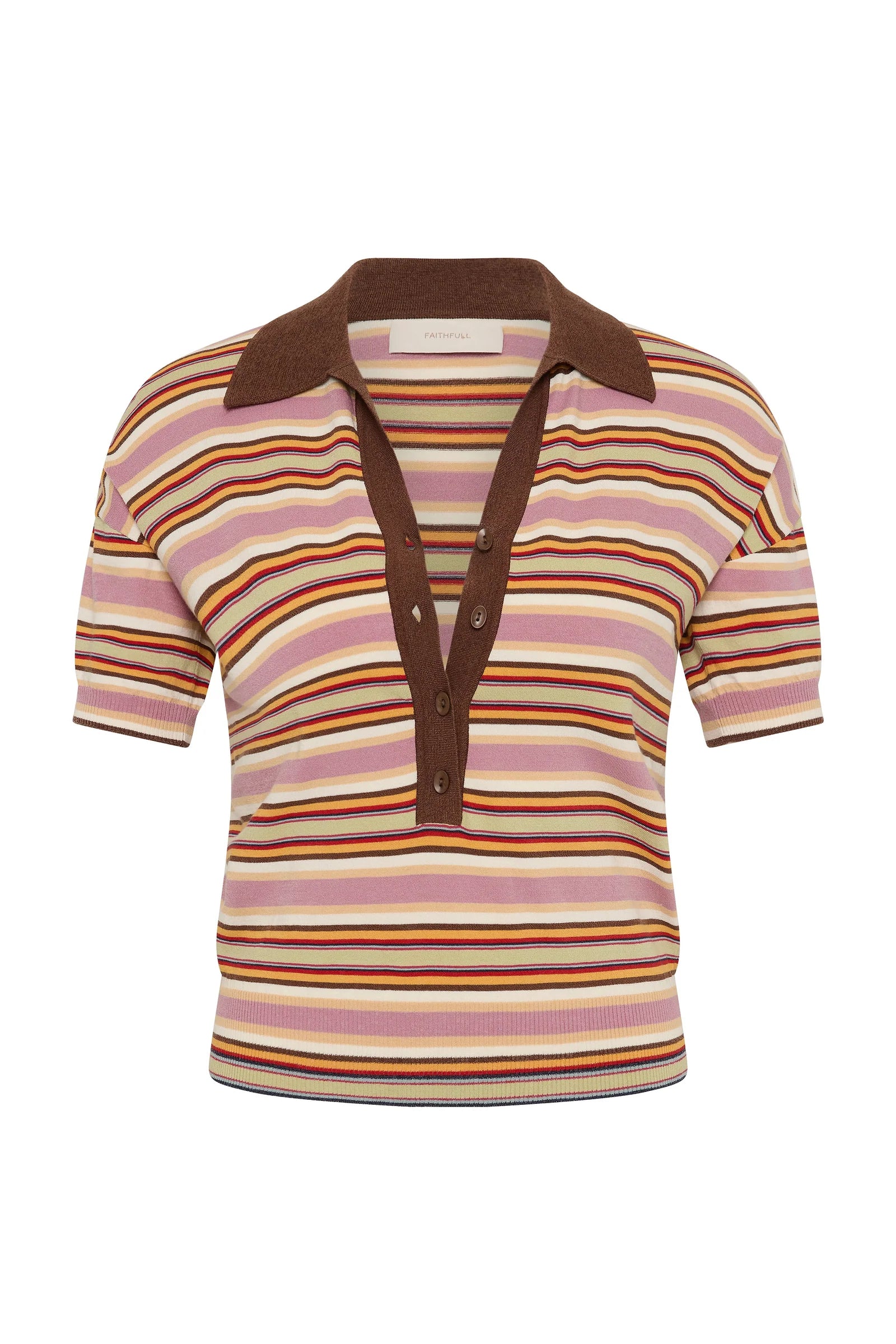 Faithfull The Brand | Sable Polo Shirt - Luis Stripe Dusty Mauve