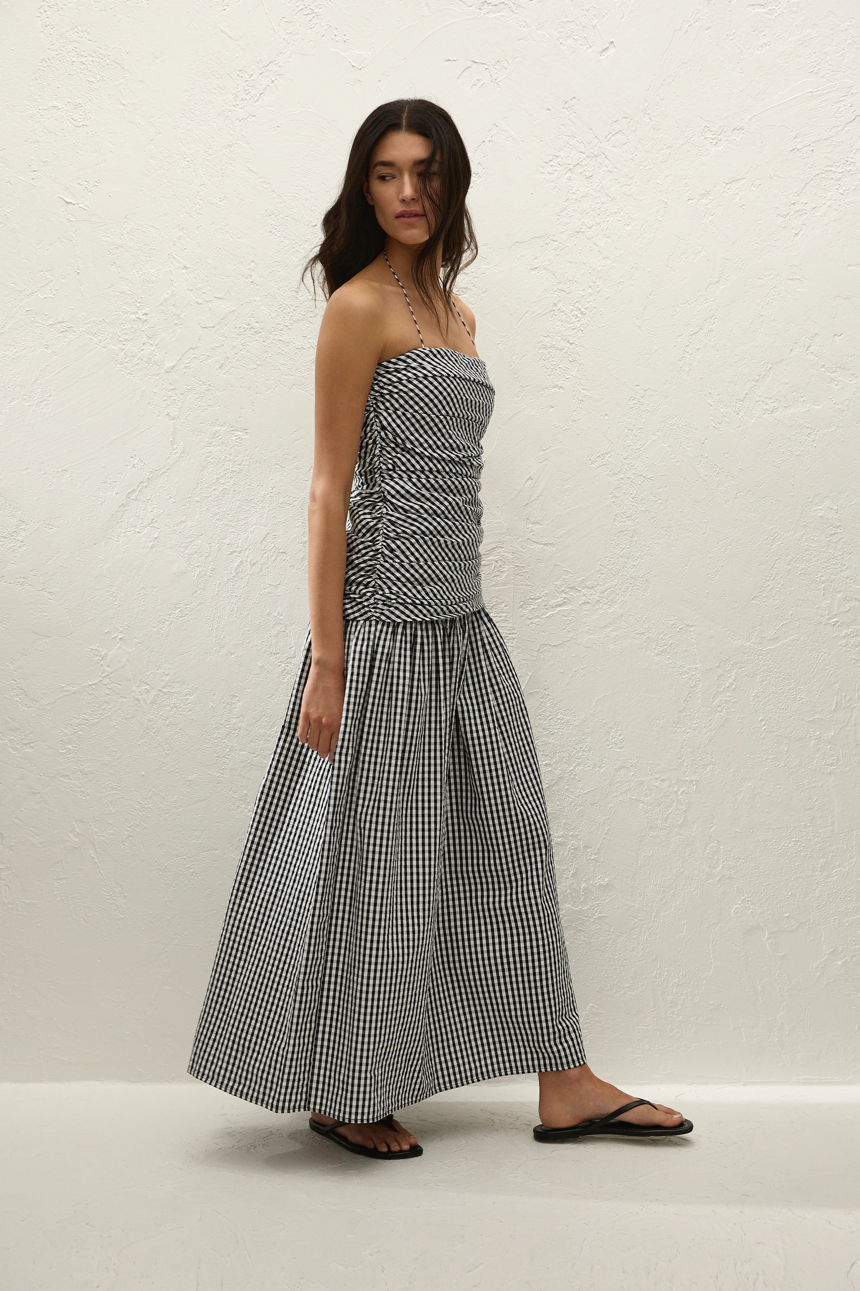 Faithfull The Brand | Vento Midi Dress - Black Textured Gingham