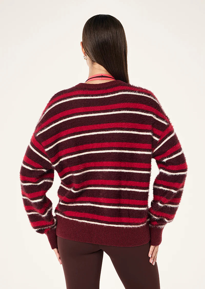 PE Nation | Sable Stripe Knit Bomber - Mahogany Stripe