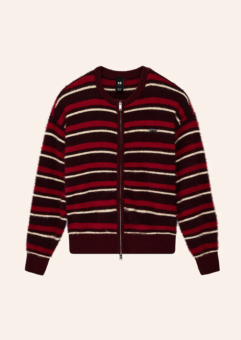 PE Nation | Sable Stripe Knit Bomber - Mahogany Stripe
