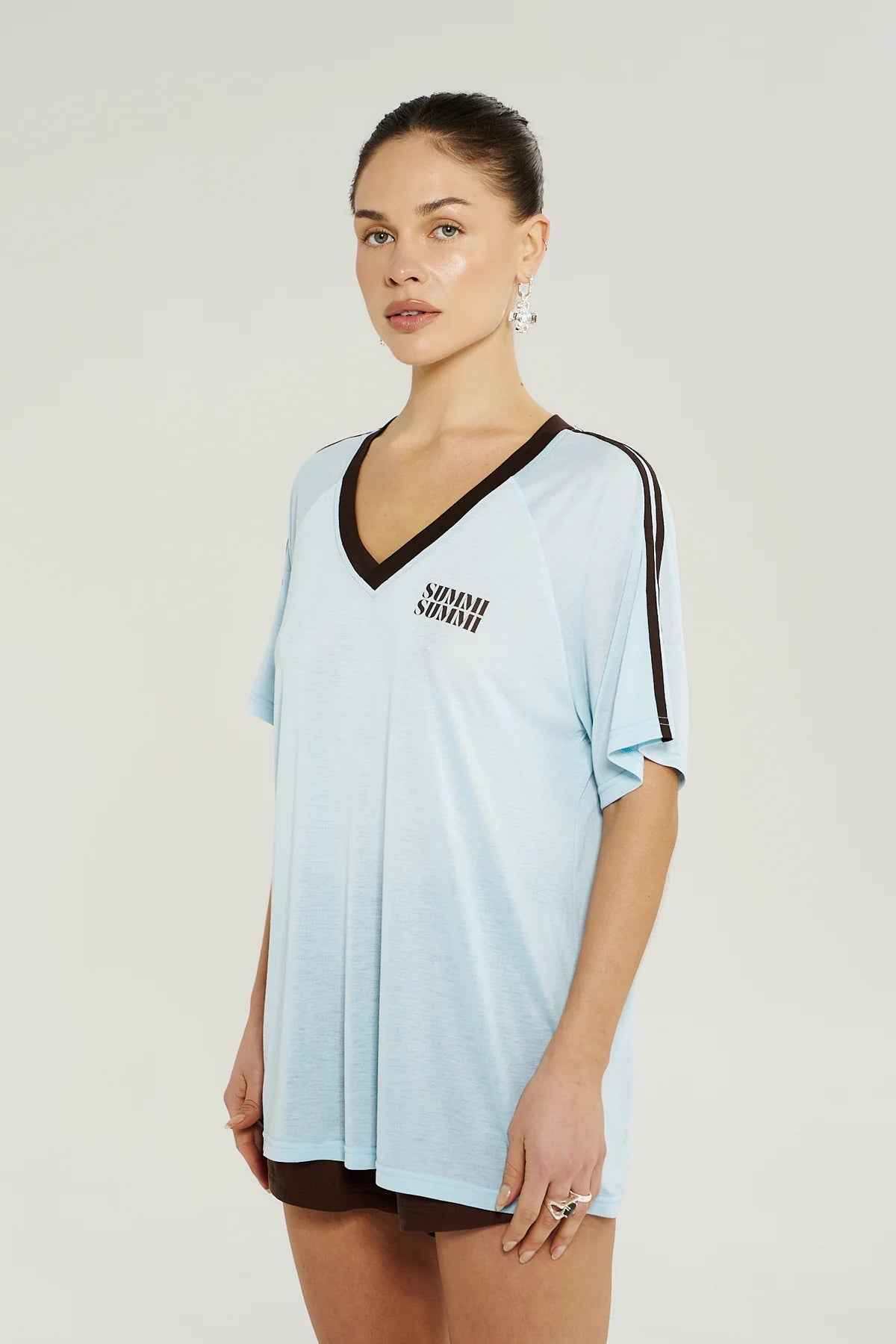 Summi Summi | V Neck Jersey Tee - Ice