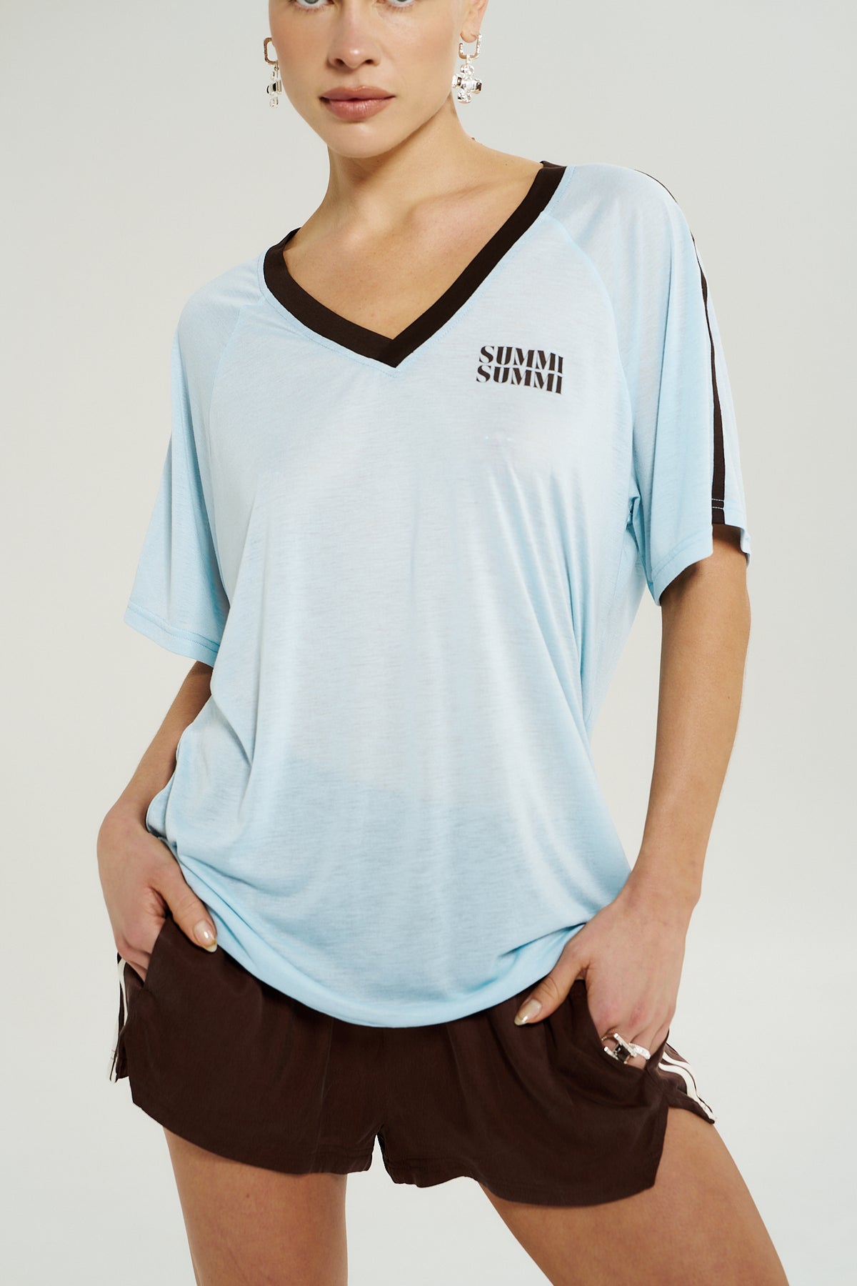 Summi Summi | V Neck Jersey Tee - Ice