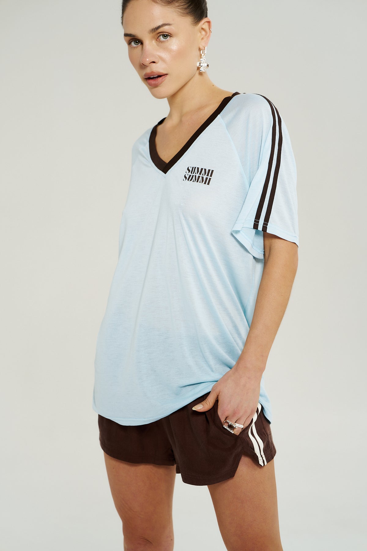 Summi Summi | V Neck Jersey Tee - Ice