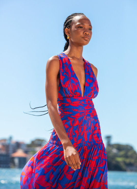Shona Joy | Flore Plunged Tie Back Midi Dress