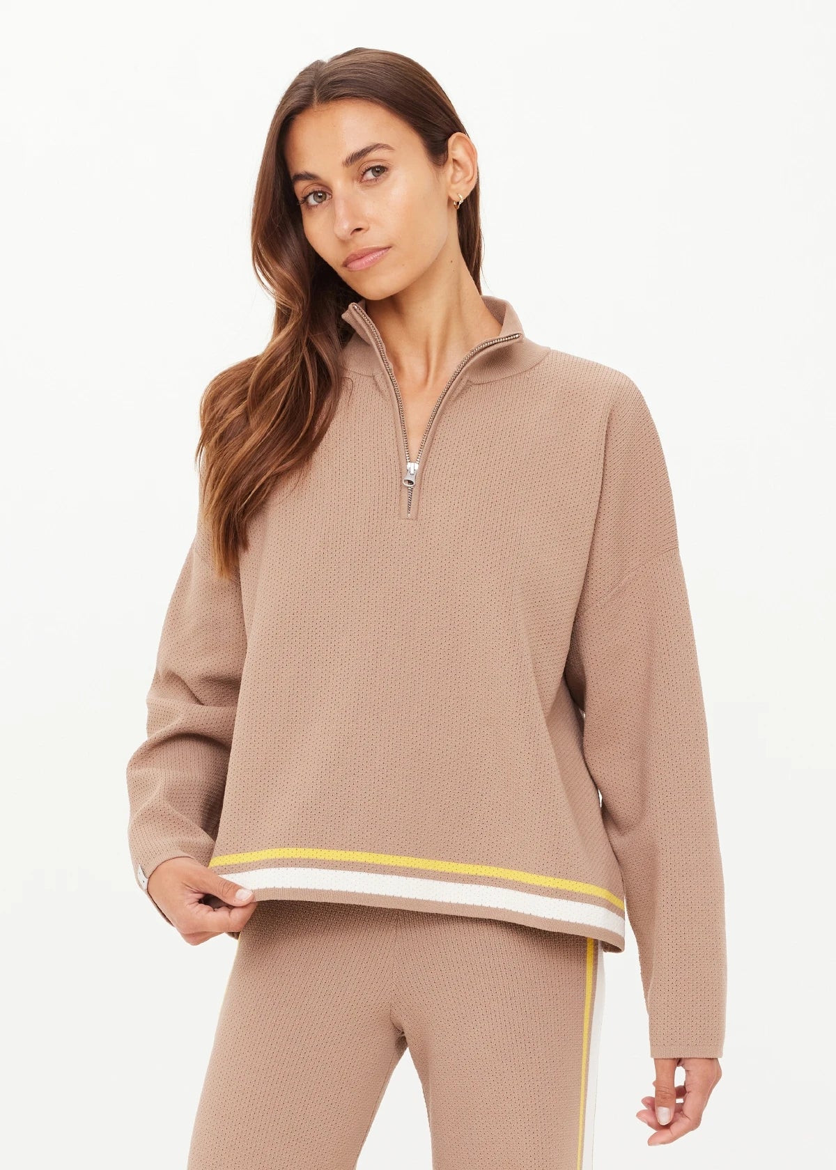 The Upside | Veneto Carter Knit Zip Top - Mocha