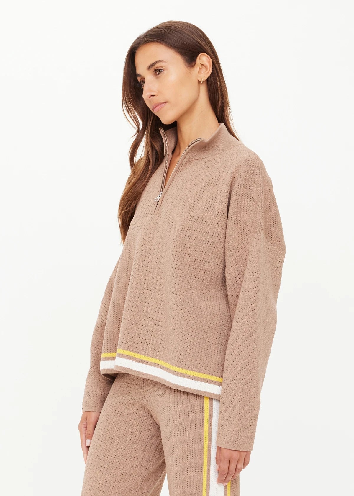 The Upside | Veneto Carter Knit Zip Top - Mocha