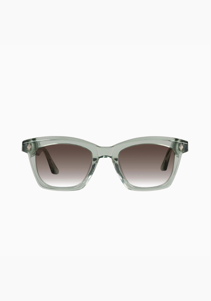 Valley | Hutch - Transparent Sage w. Matte Silver Metal / Brown Gradient lens