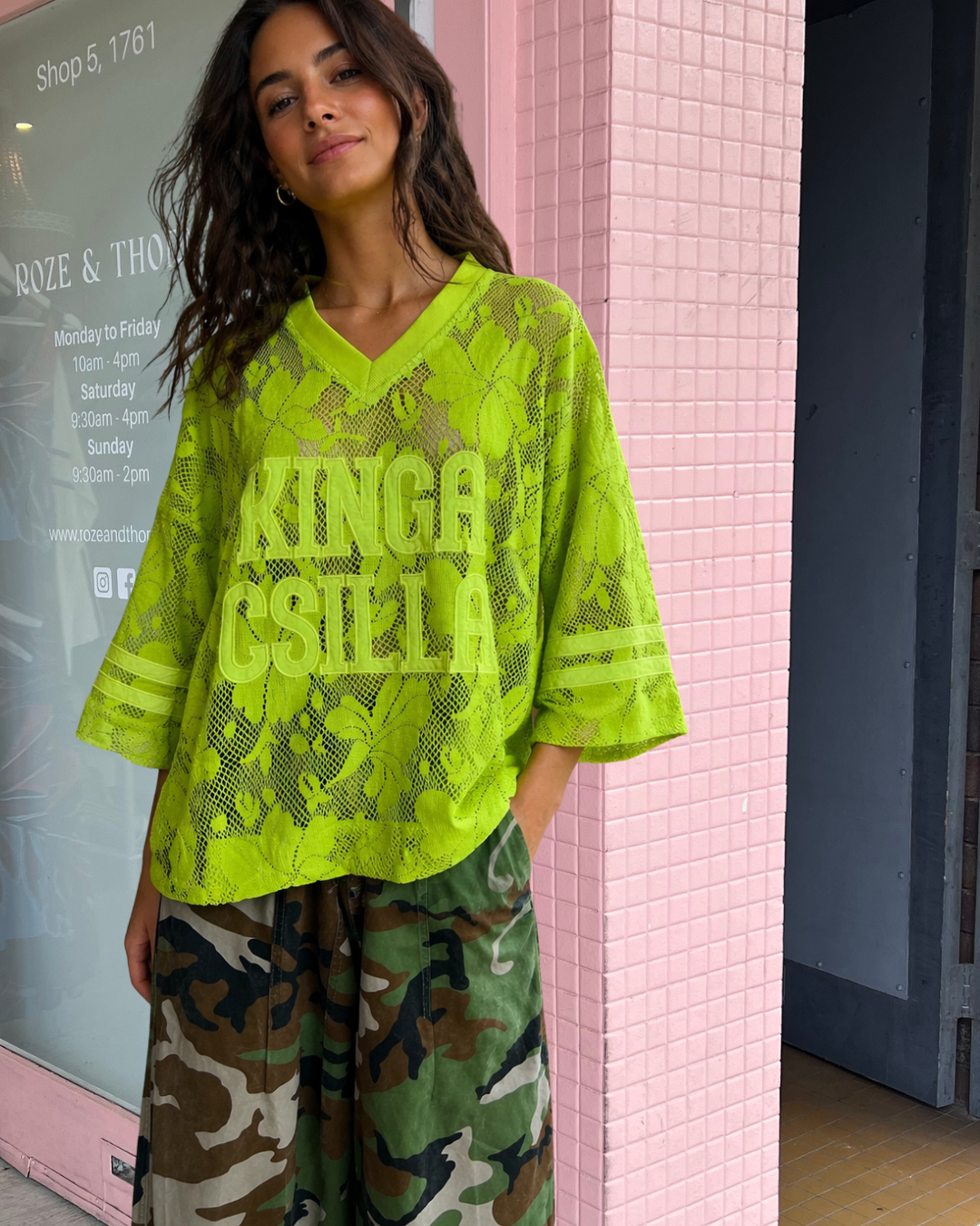 Kinga Csilla | Nova Lace Onyx Tee - Green