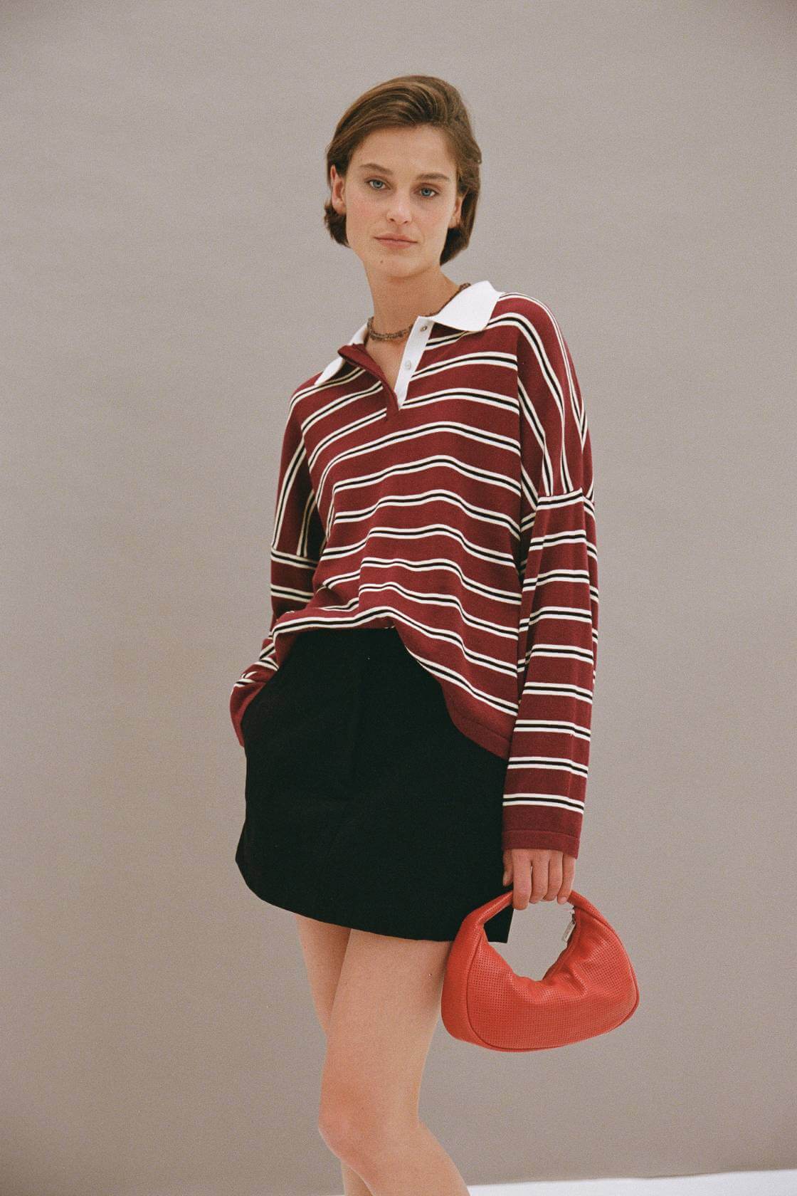 Arcaa Movement | Rayne Knit Jersey - Merlot Stripe