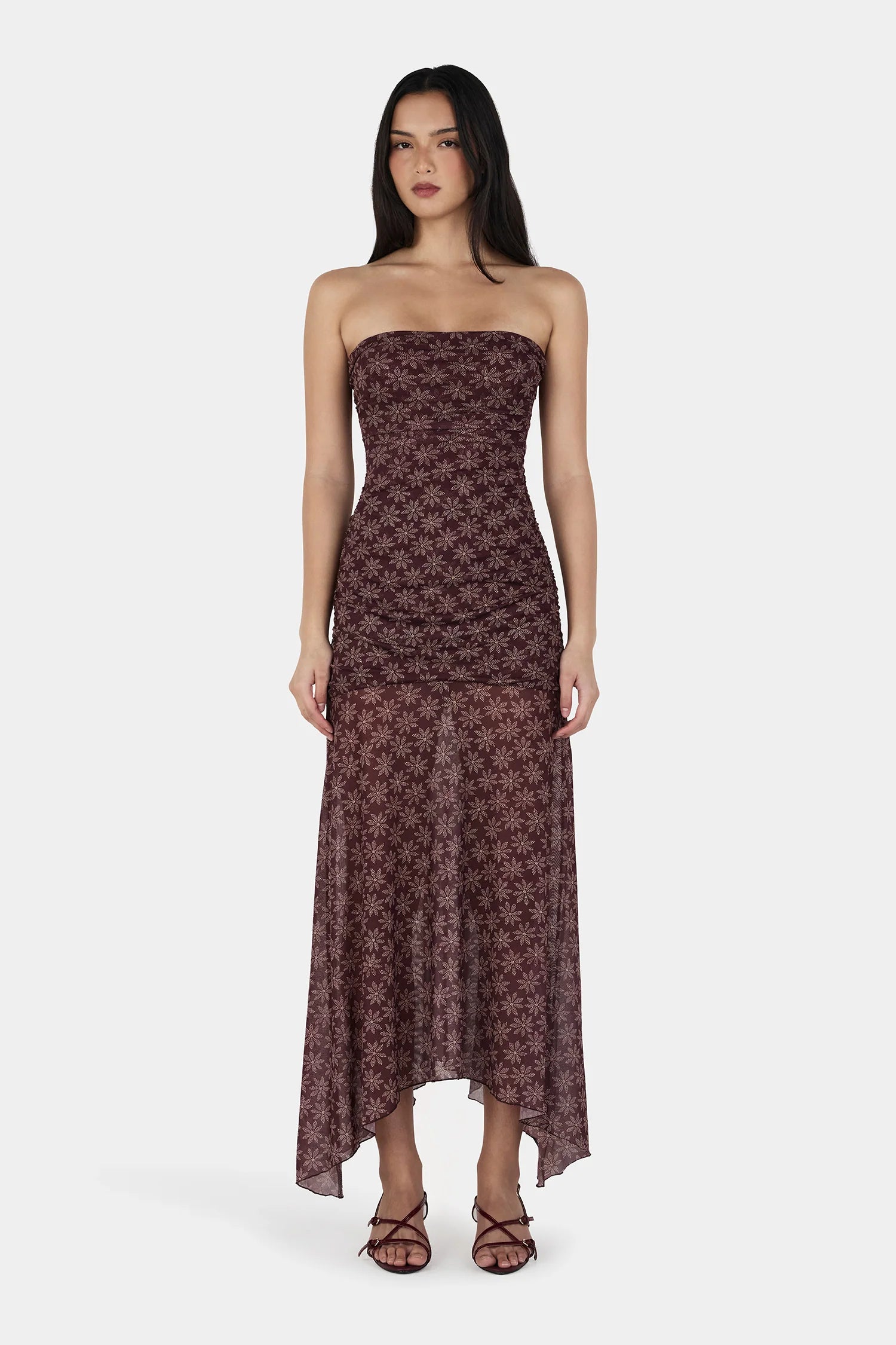 Ownley | Zella Midi Dress - Daisy Dot Cherry Choc