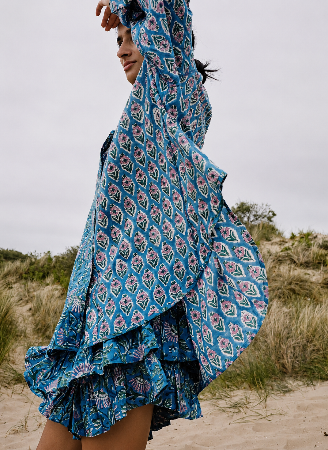 Kinga Csilla | Zaffre Block Print Fae Frill Skort
