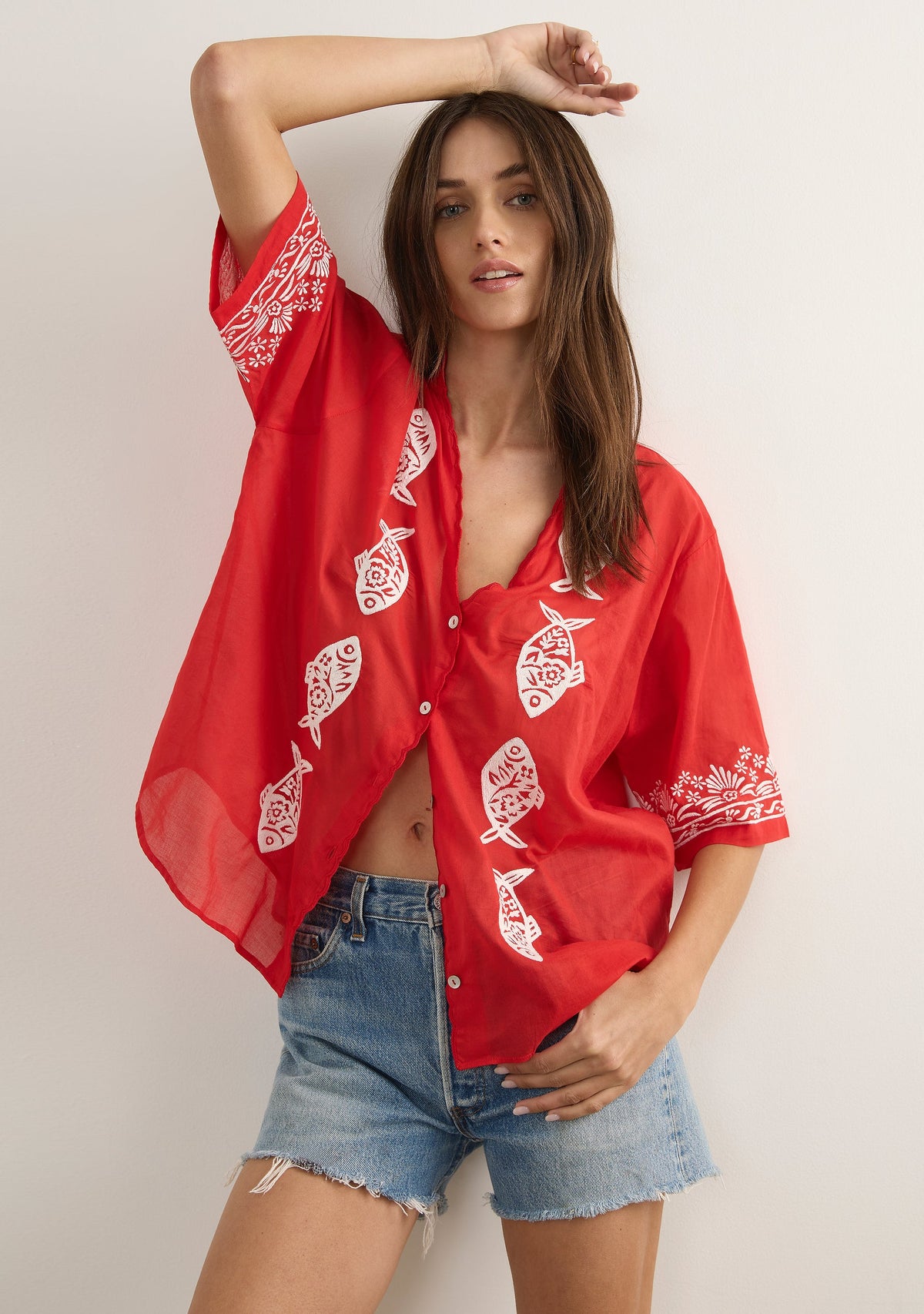 Auguste The Label | Sardine Embroidered Blouse - Red
