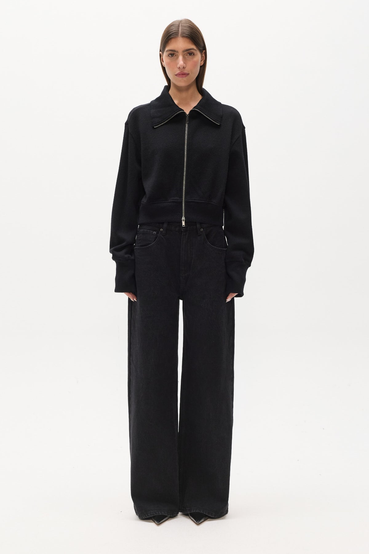 Bayse Brand | Florence Knit Zip Through - Black