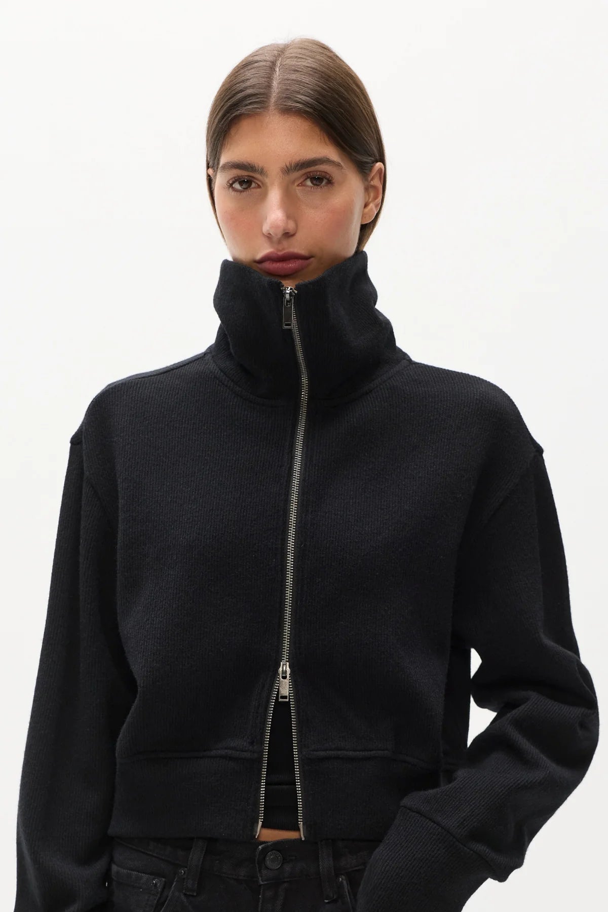 Bayse Brand | Florence Knit Zip Through - Black