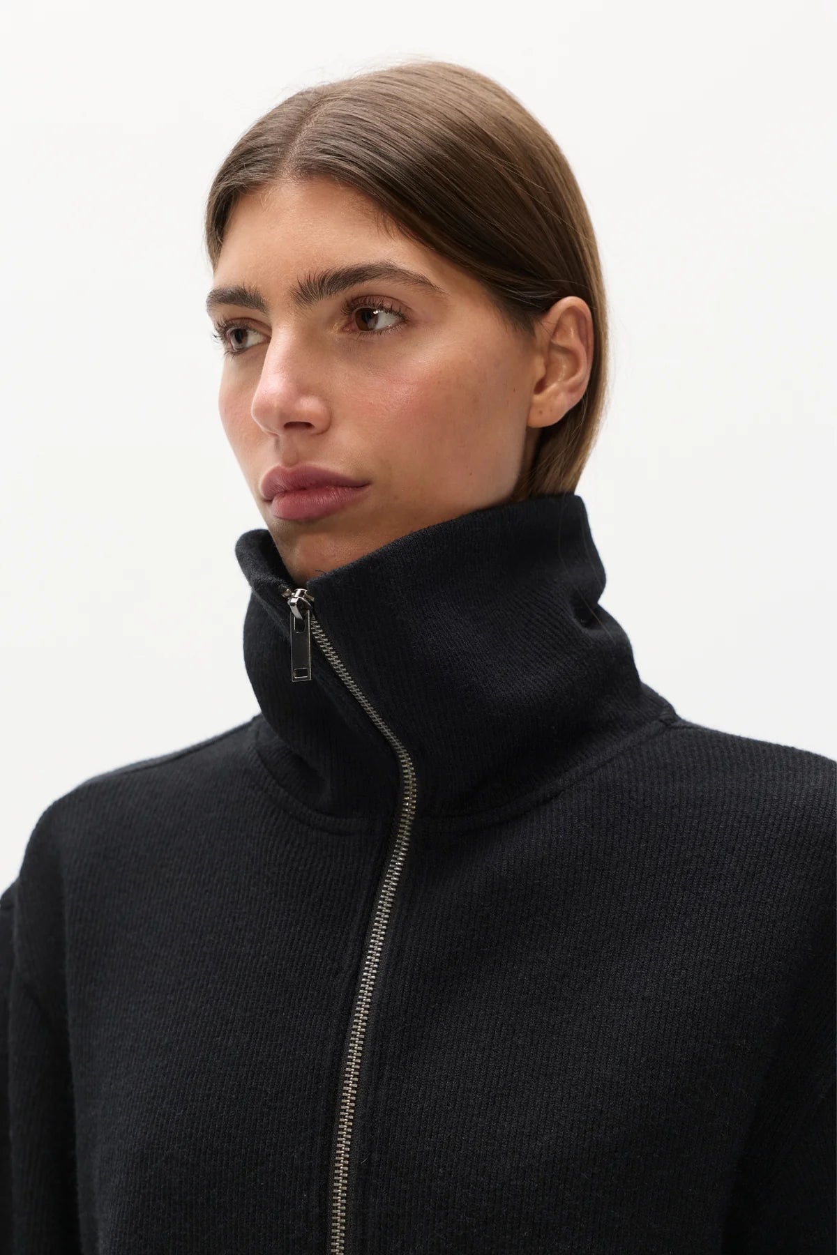 Bayse Brand | Florence Knit Zip Through - Black
