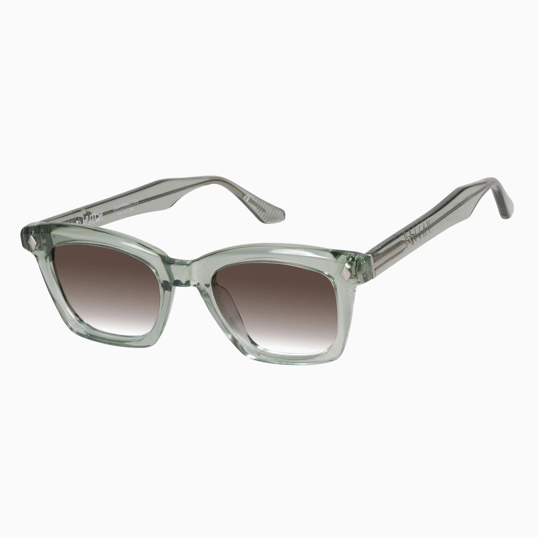 Valley | Hutch - Transparent Sage w. Matte Silver Metal / Brown Gradient lens