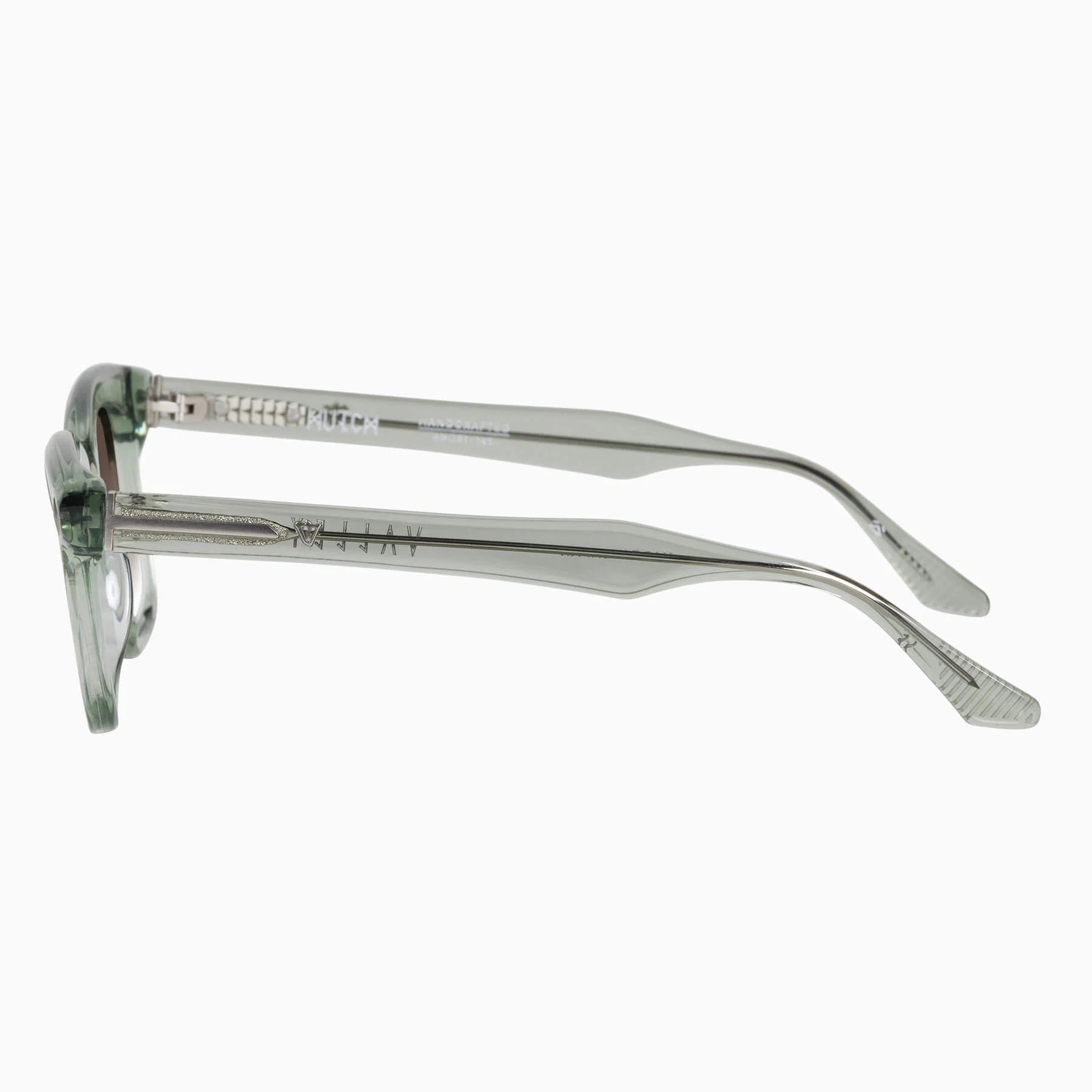 Valley | Hutch - Transparent Sage w. Matte Silver Metal / Brown Gradient lens