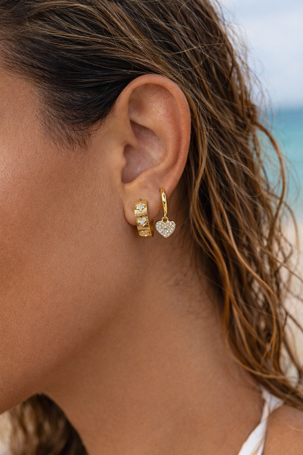 R&T | Amour Crystal Heart Drop Earrings