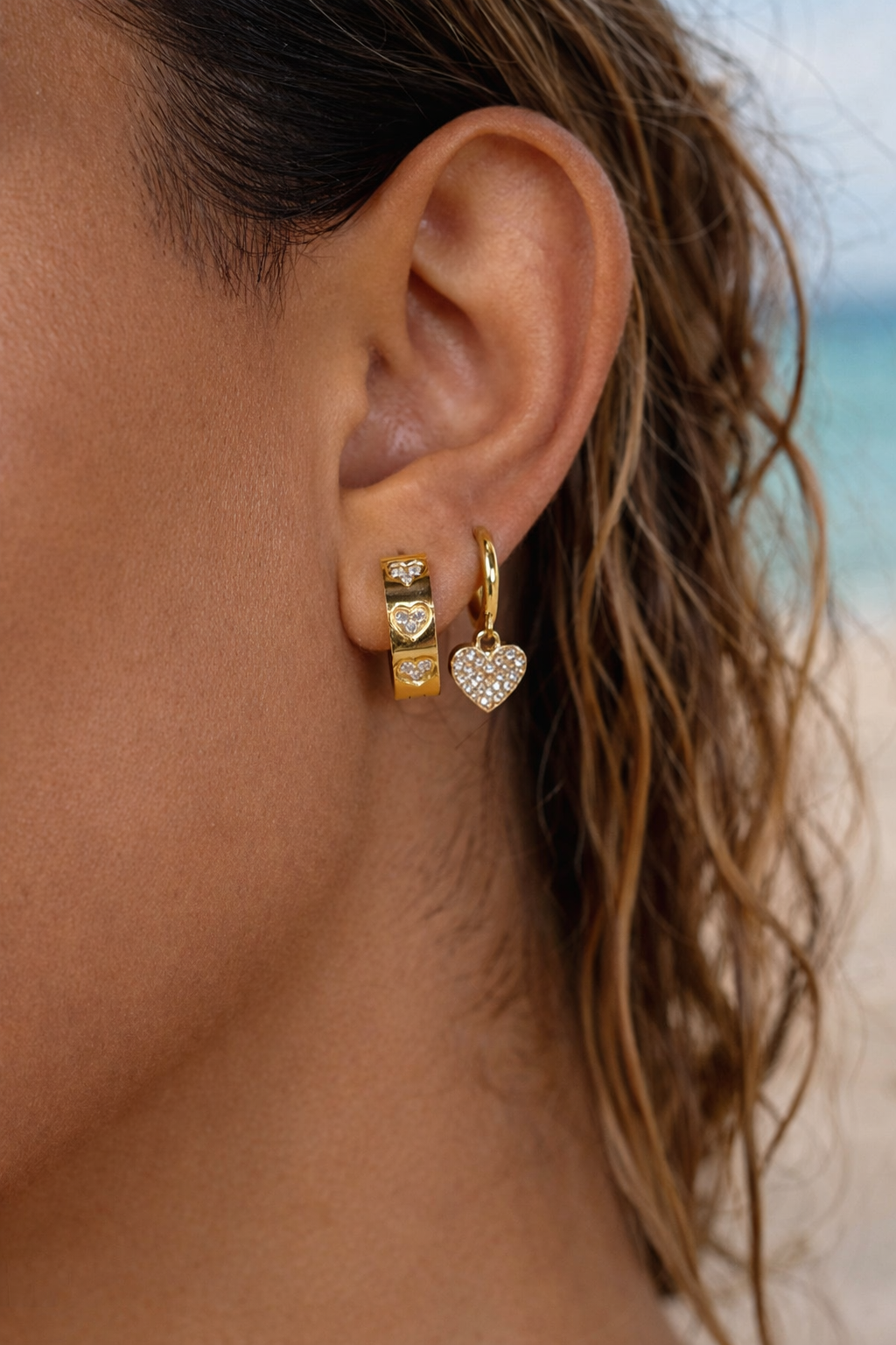 R&T | Amour Crystal Heart Drop Earrings