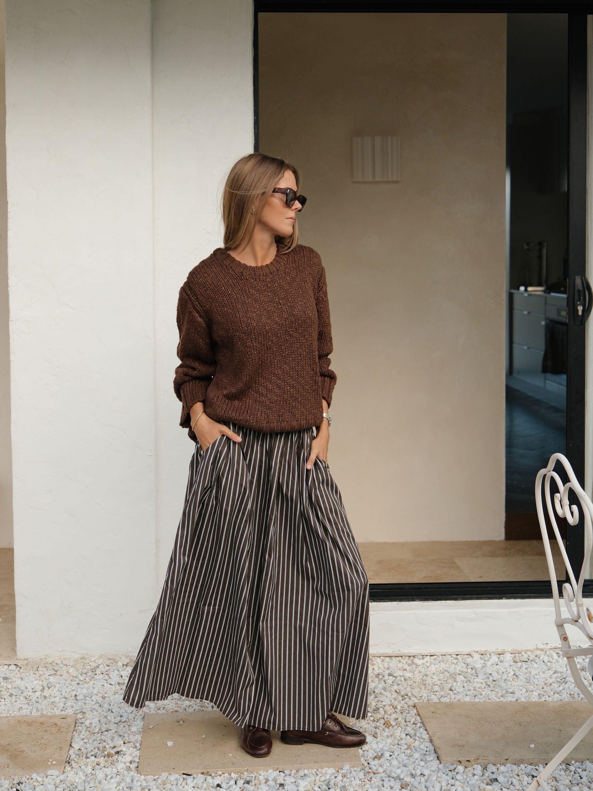 Ceres Life | Sage Chunky Knit Crew - Chocolate