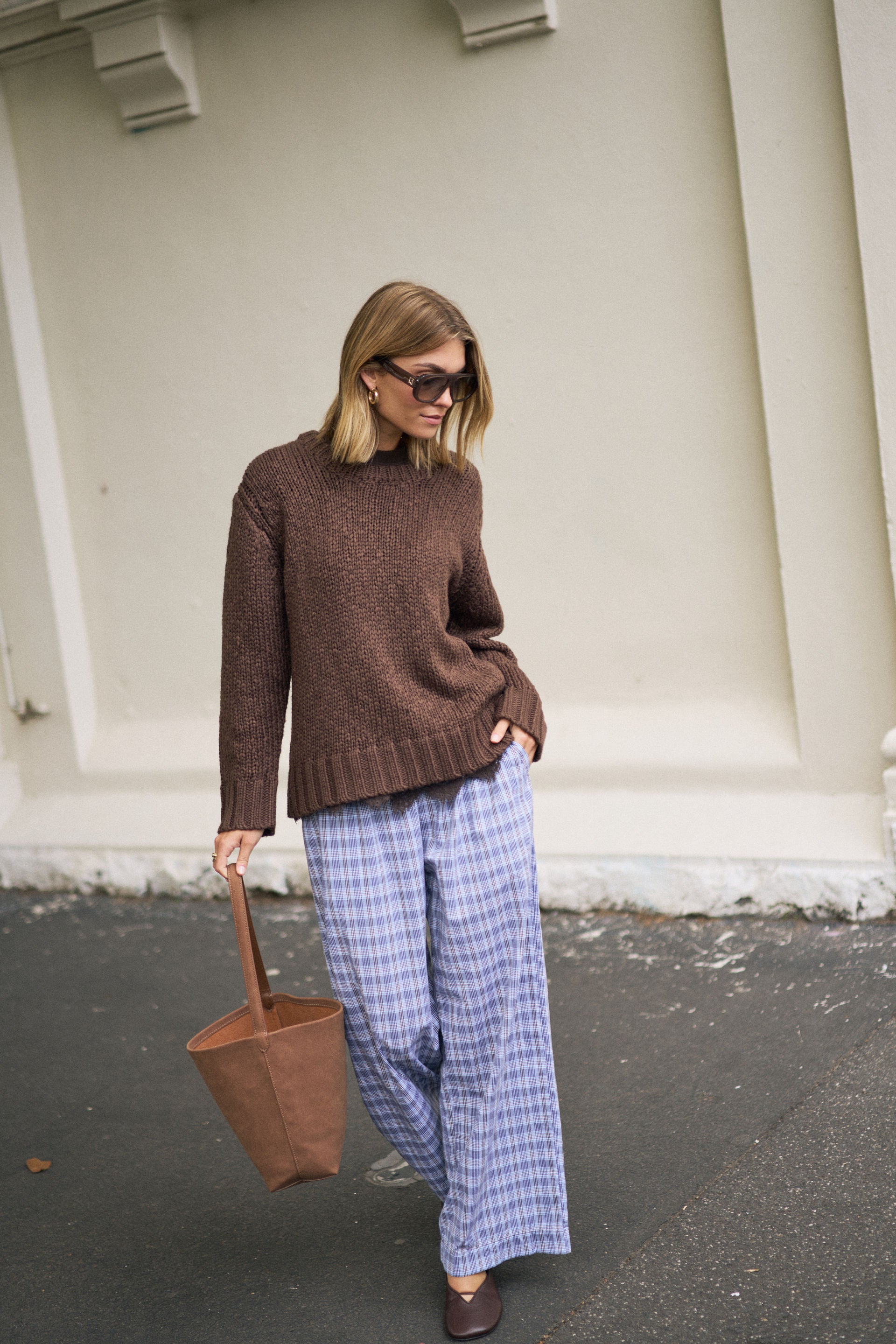 Ceres Life | Sage Chunky Knit Crew - Chocolate