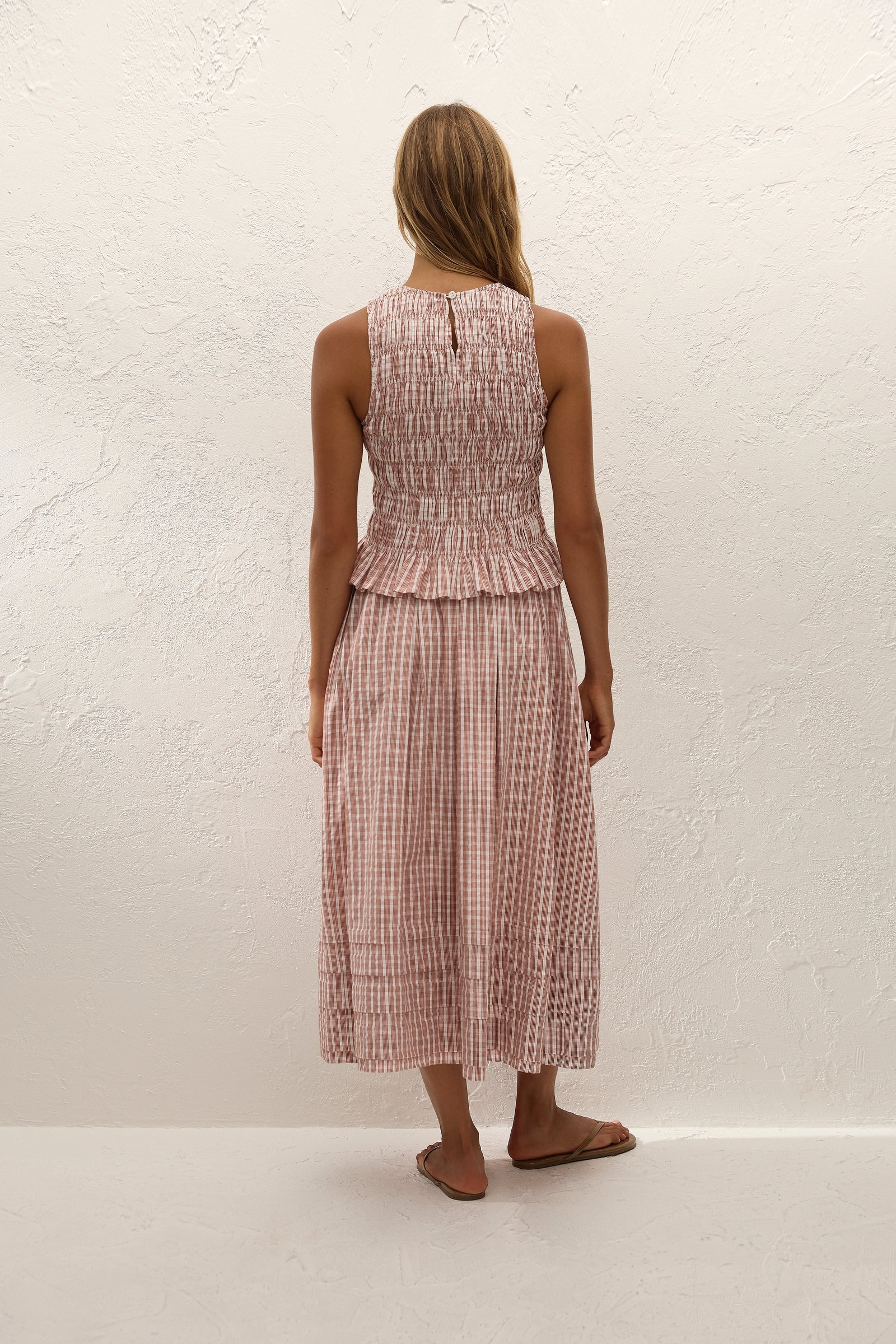 Faithfull The Brand | Cales Top - Paloma Check Cinnamon White