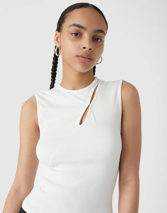 Misha Urban | Zion Rib Jersey Tank - Ivory