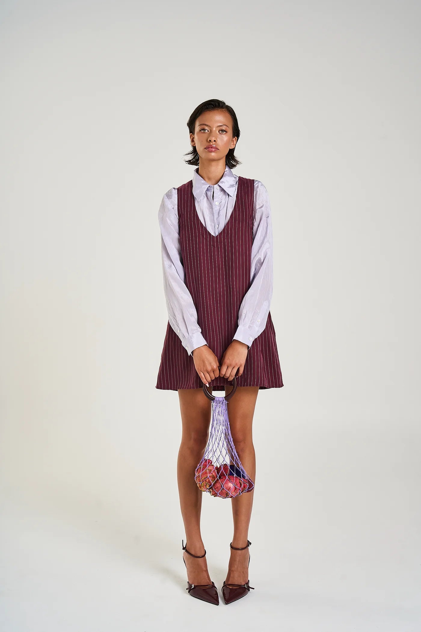 Summi Summi | V-Neck Shift Dress Kina Pinstripe