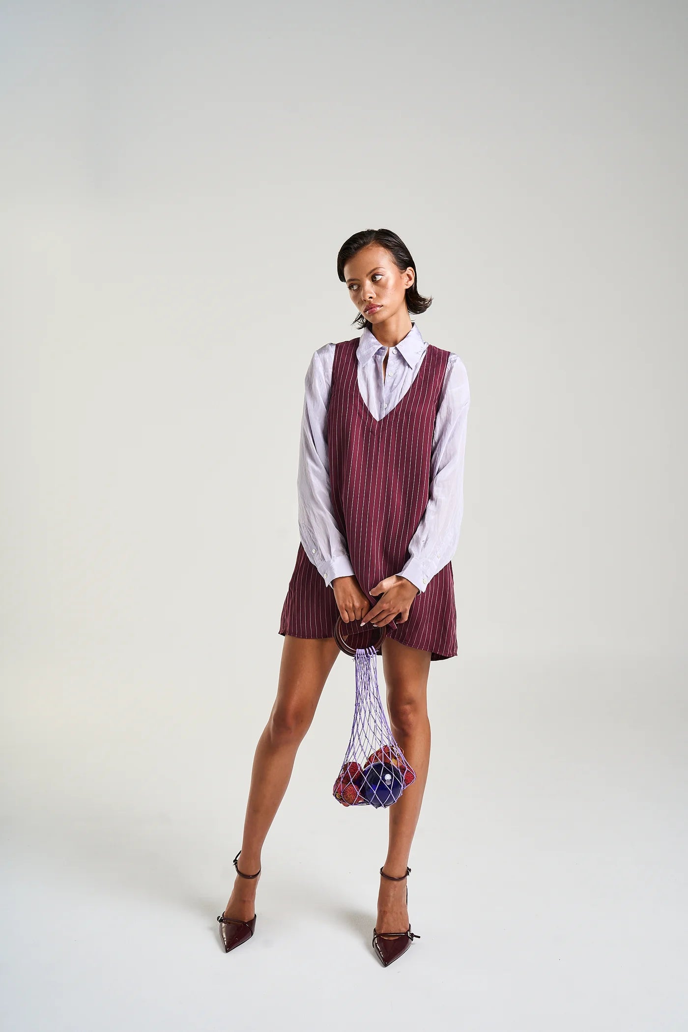 Summi Summi | V-Neck Shift Dress Kina Pinstripe