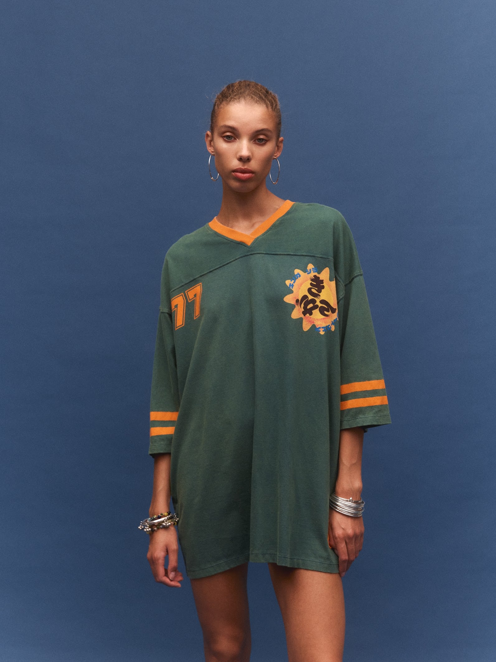 Kinga Csilla 77 Sun Team Tee Dress in forest green — campaign image, Domenica Collection