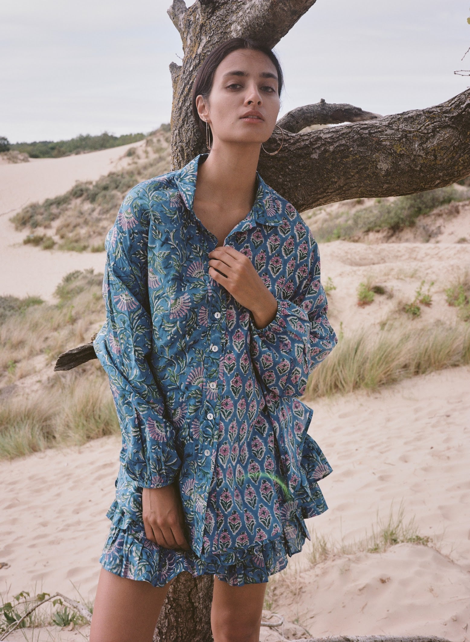 Kinga Csilla | Zaffre Block Print Chalm Shirt