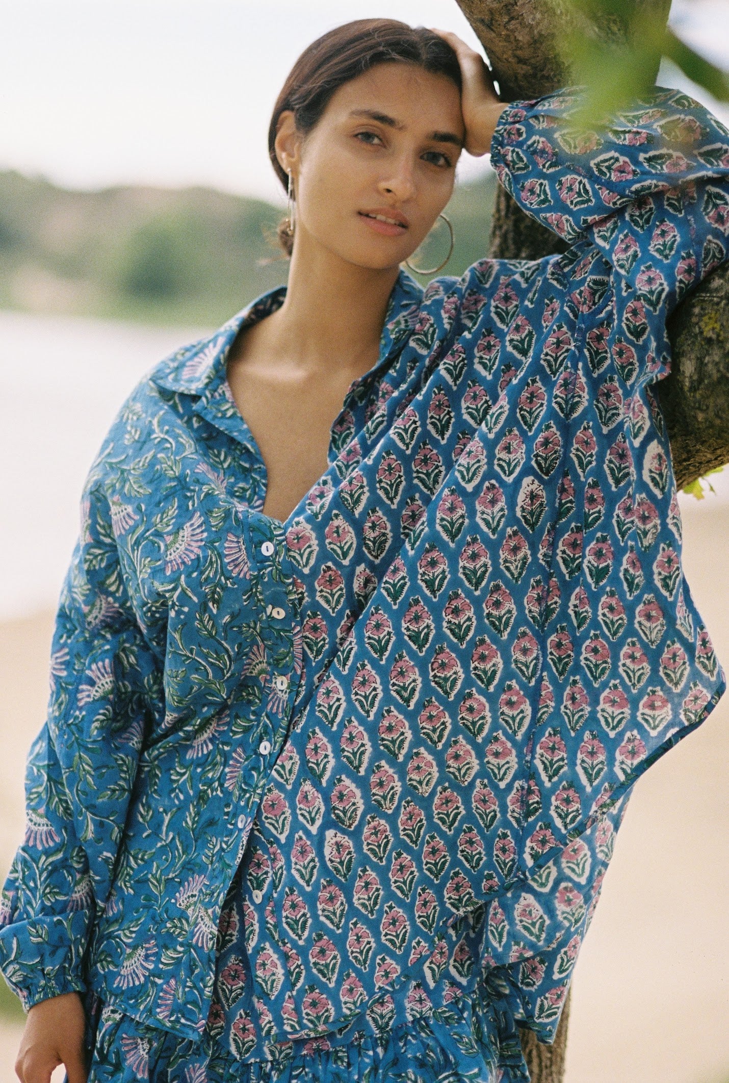 Kinga Csilla | Zaffre Block Print Chalm Shirt