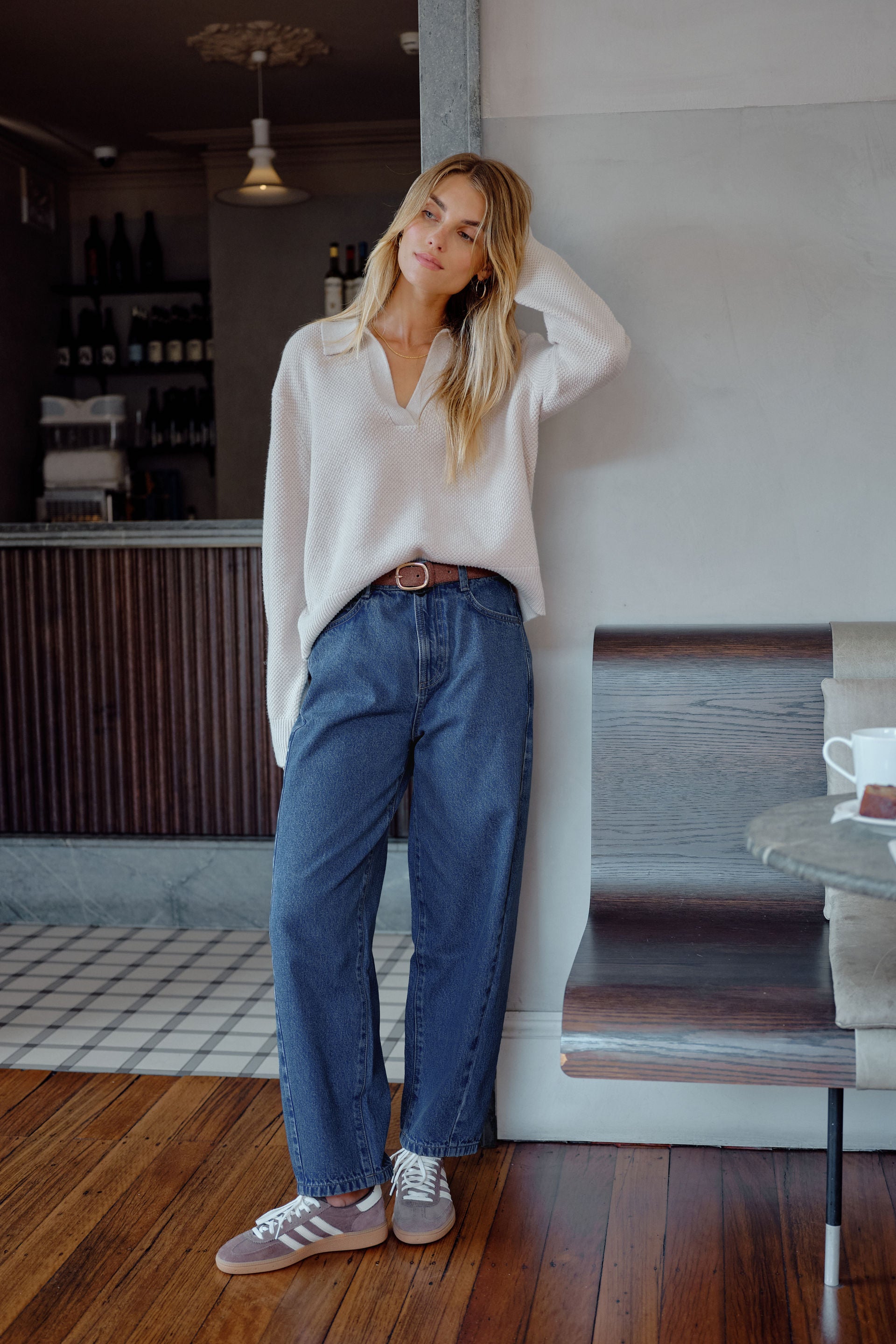 Ceres Life | Leah Tapered Barrel Jean - Fresh Indigo