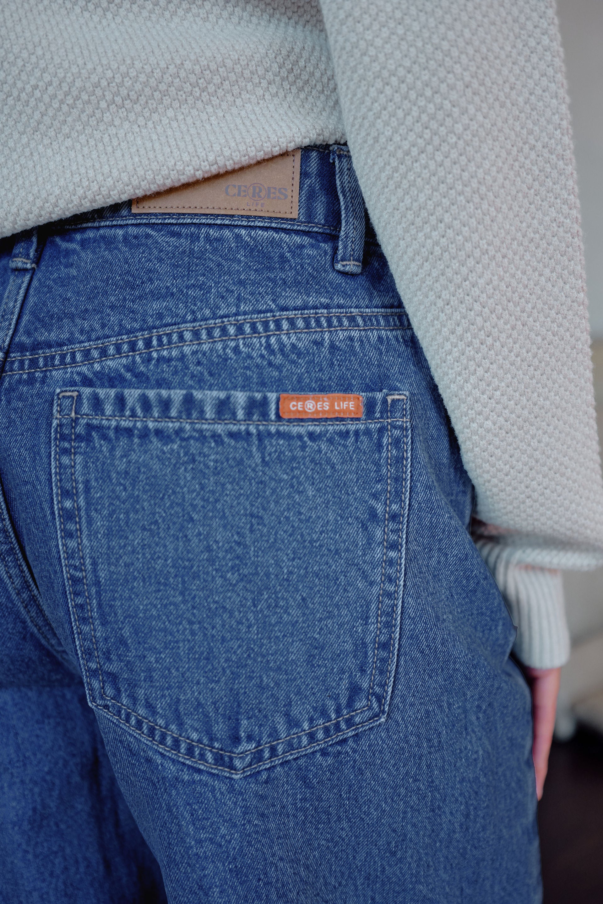 Ceres Life | Leah Tapered Barrel Jean - Fresh Indigo