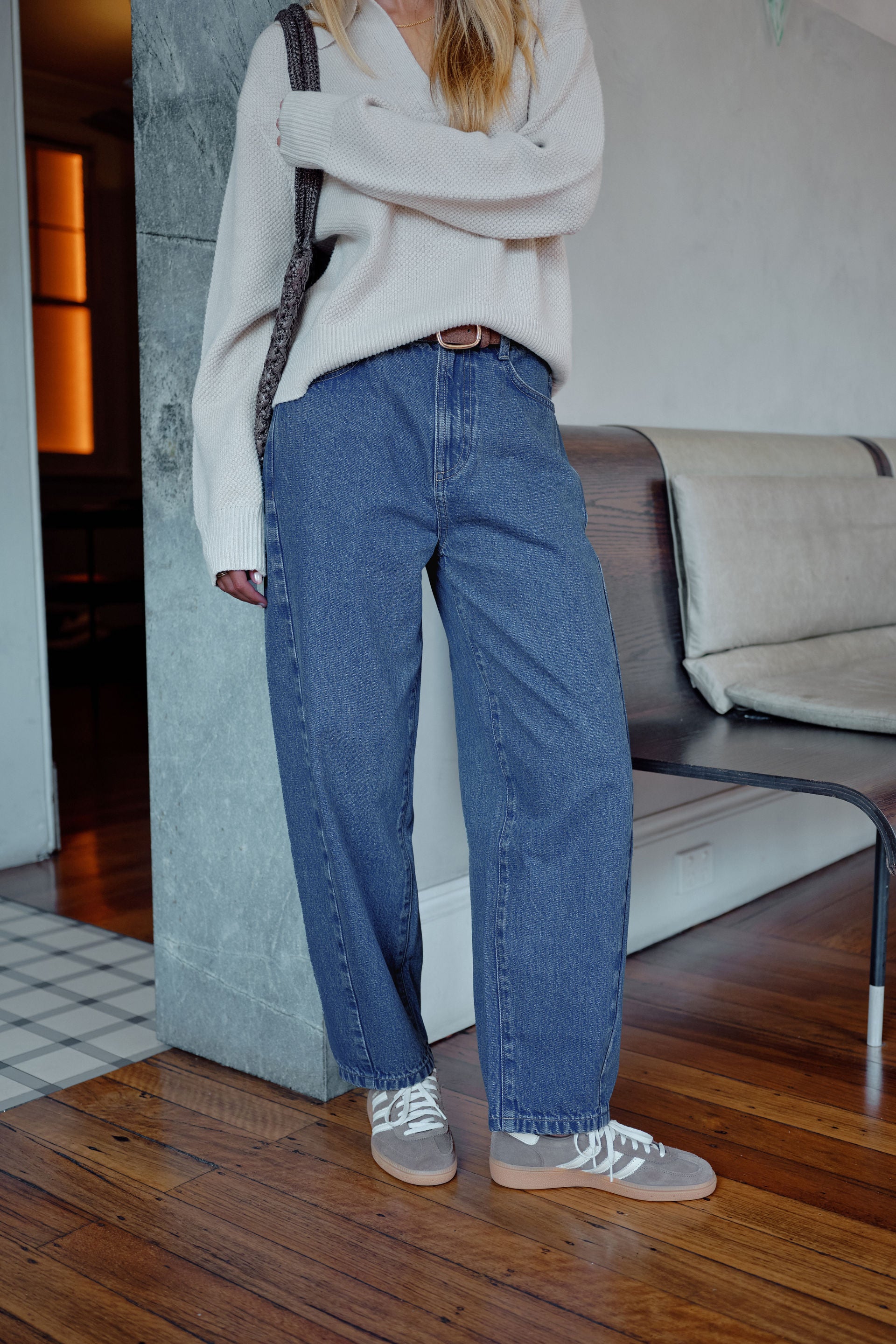 Ceres Life | Leah Tapered Barrel Jean - Fresh Indigo